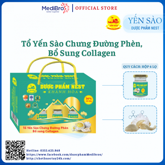 (Set 6 lọ x 70 ml) Tổ Yến Chưng Đường Phèn, Bổ Sung Collagen Yến 36%